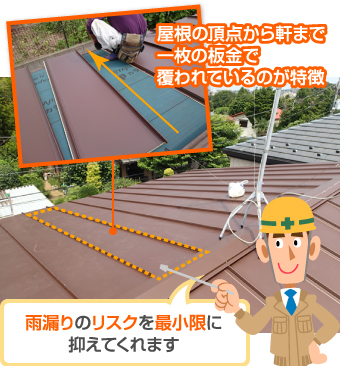 立平葺きは雨漏りのリスクを最小限に抑えてくれます