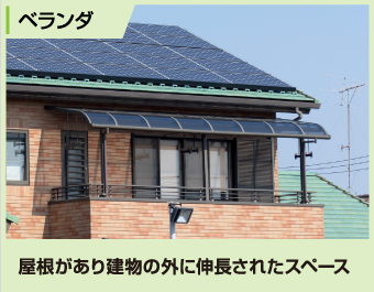 ベランダとは屋根があり建物の外に伸長されたスペース
