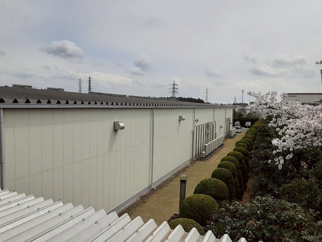 かすみがうら市の工場の外壁や屋内の劣化状況を確認した現場調査、雨樋調査と併せて実施