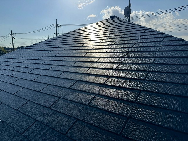 石岡市の積水ハウスアパートで行ったスレート屋根、付帯部塗装のビフォーアフター