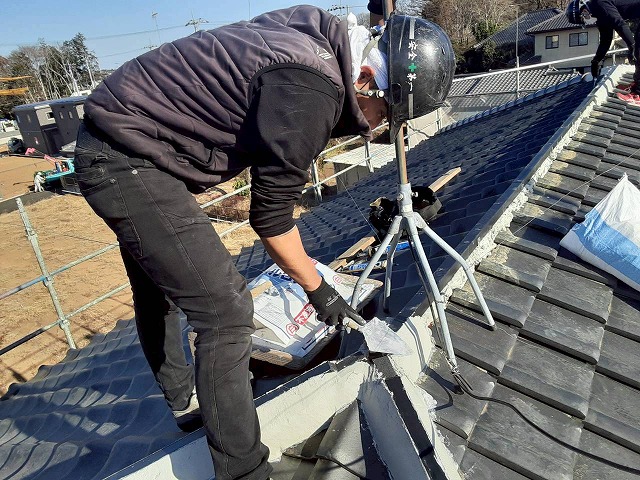 鉾田市で地震や台風に強いガイドライン工法を用いた大棟部土台づくり