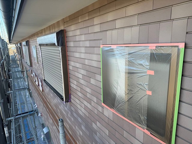 アパート建物タイル外壁塗装リフォーム施工状況