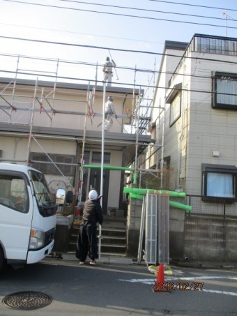 足場解体作業