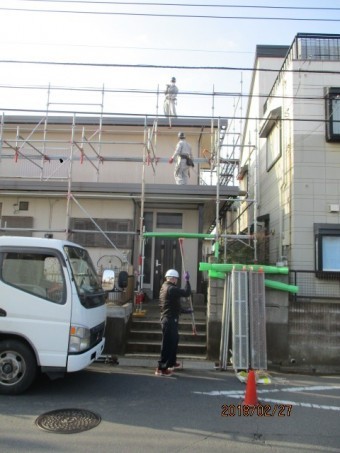 足場解体作業