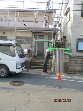 足場解体作業