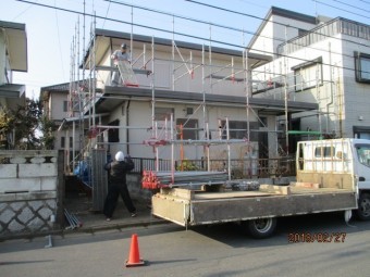足場解体作業