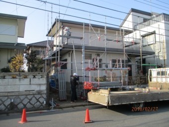 足場解体作業