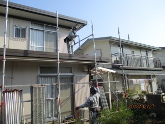 足場解体作業