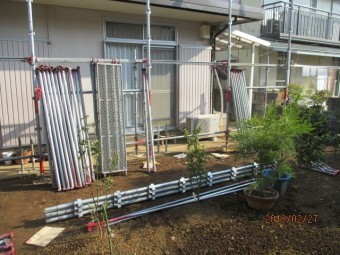 足場解体作業