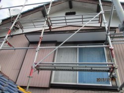 二階の足場工事